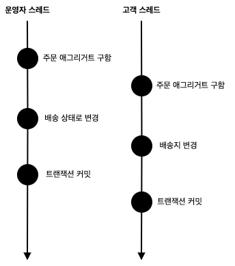 한 애그리거트를 두 사용자가 동시에 변경 시