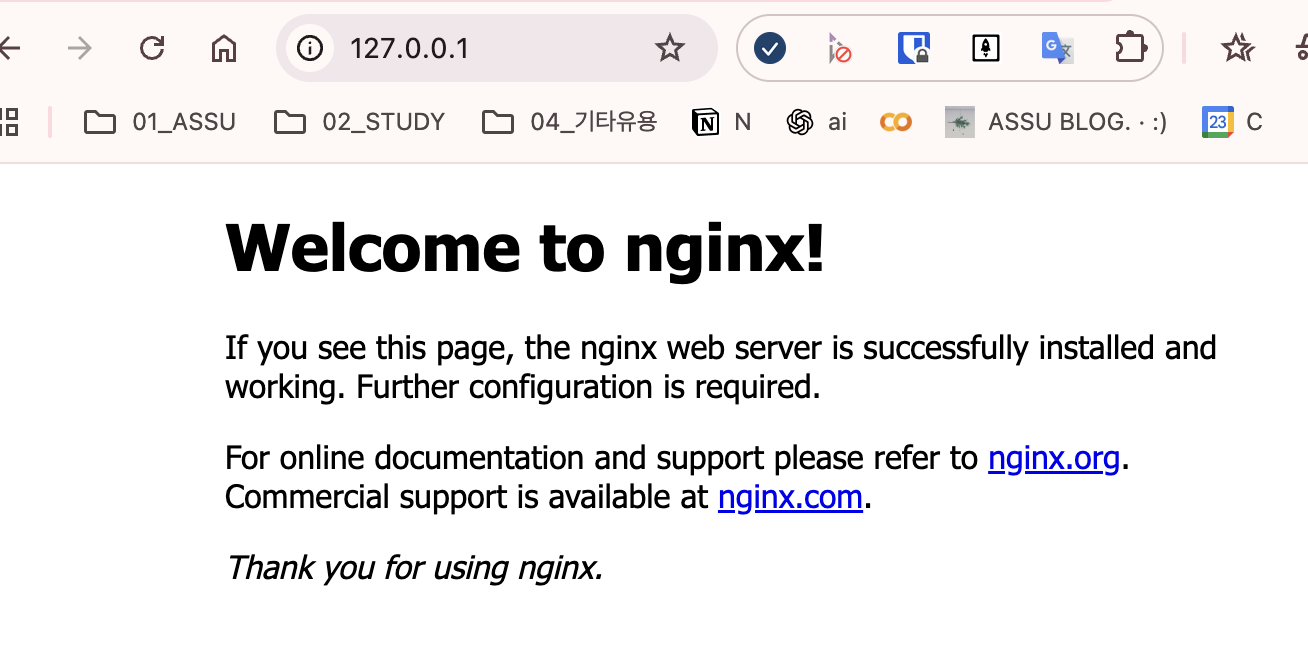 Nginx 컨테이너 실행 시 화면