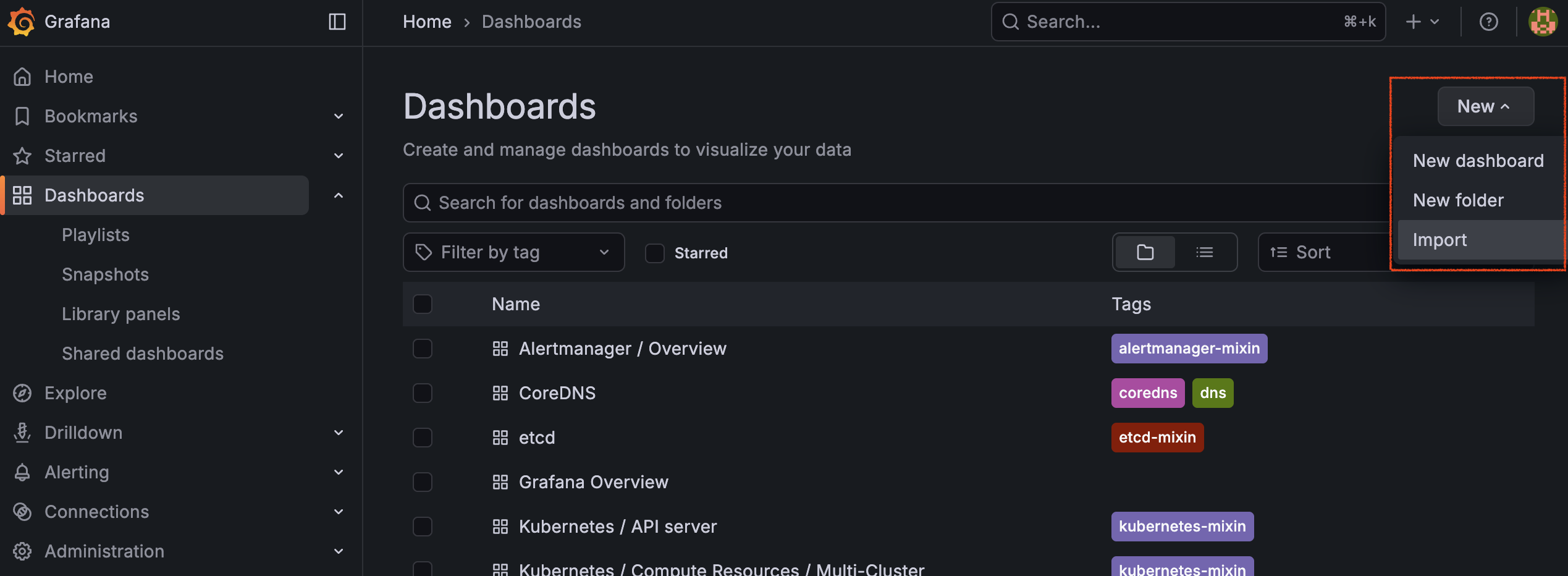 대시보드 임포트 2