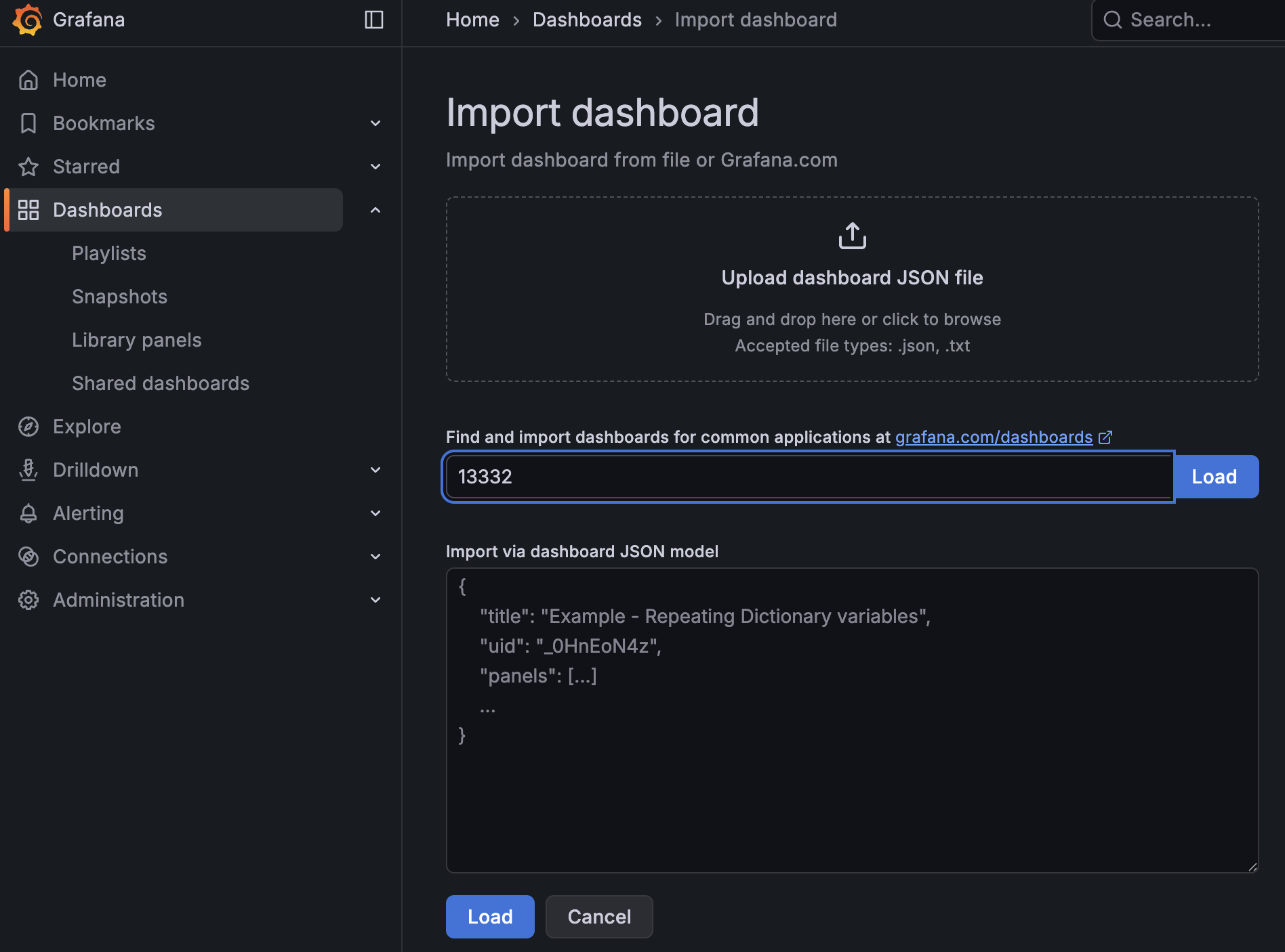 대시보드 임포트 3